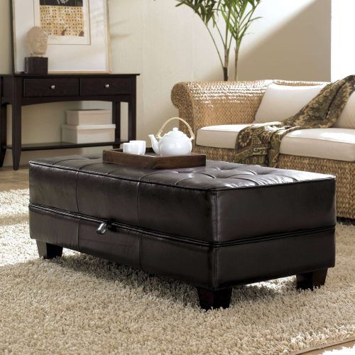Brown Leather Ottoman Coffee Tables With Storages (Photo 19 of 20)
