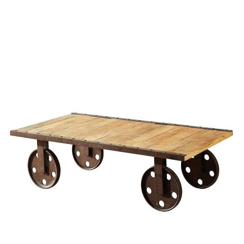Montgomery Industrial Reclaimed Wood Coffee Tables With Casters (Photo 17 of 20)