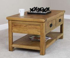 20 Inspirations Rustic Oak Coffee Table with Drawers