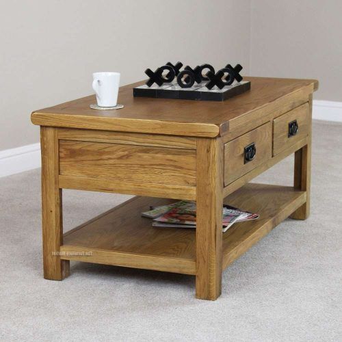 Rustic Oak Coffee Table With Drawers (Photo 1 of 20)