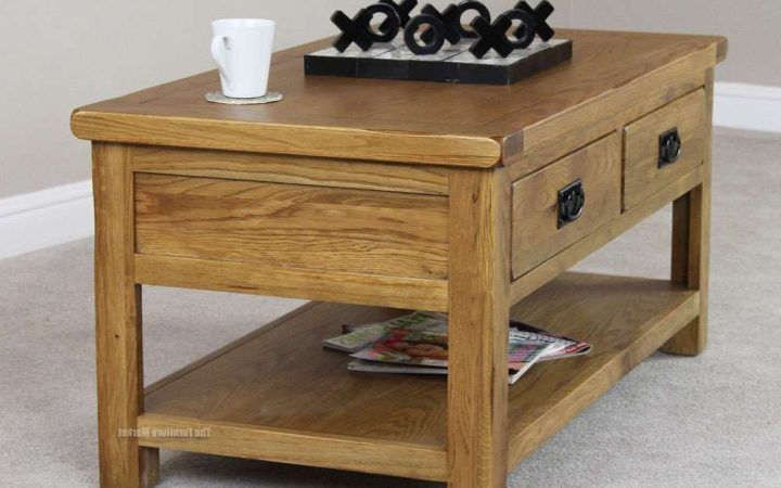 20 Inspirations Rustic Oak Coffee Table with Drawers