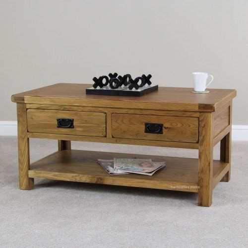 Rustic Oak Coffee Table With Drawers (Photo 18 of 20)
