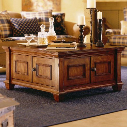 Rustic Square Coffee Table With Storage (Photo 3 of 20)
