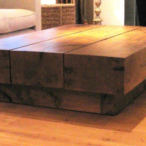 Solid Oak Beam Coffee Table (Photo 4 of 20)