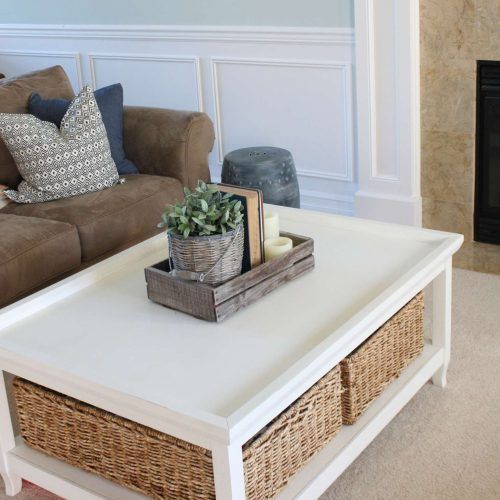 Coffee Table With Wicker Basket Storage (Photo 4 of 20)