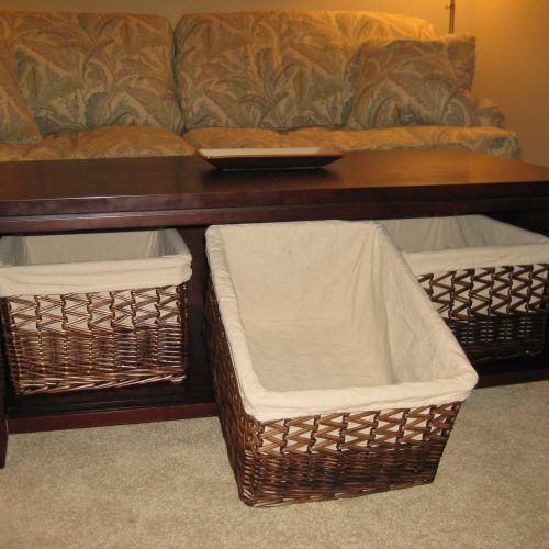 Coffee Table With Wicker Basket Storage (Photo 3 of 20)