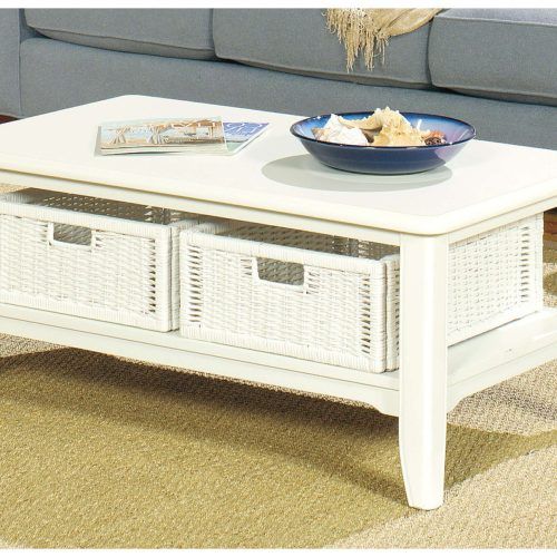 Coffee Table With Wicker Basket Storage (Photo 2 of 20)