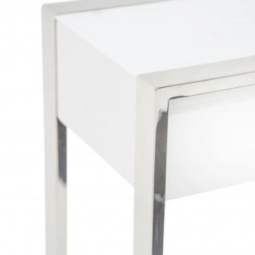 White Gloss And Maple Cream Console Tables (Photo 3 of 20)