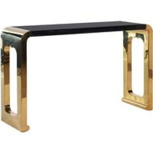 Square Black And Brushed Gold Console Tables (Photo 2 of 20)