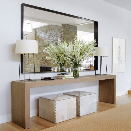 Natural Wood Mirrored Media Console Tables (Photo 13 of 20)