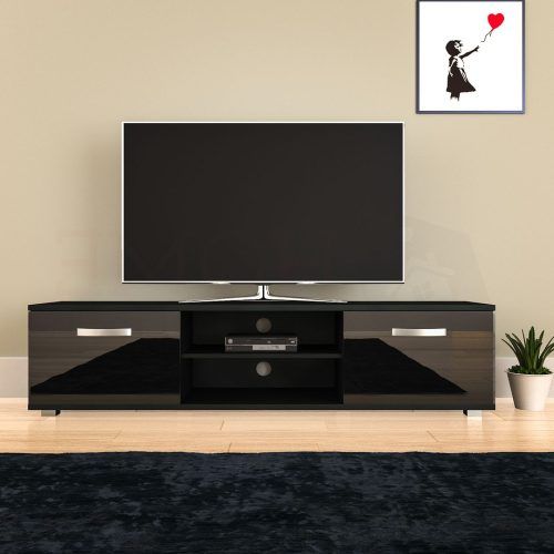 57'' Led Tv Stands With Rgb Led Light And Glass Shelves (Photo 7 of 20)