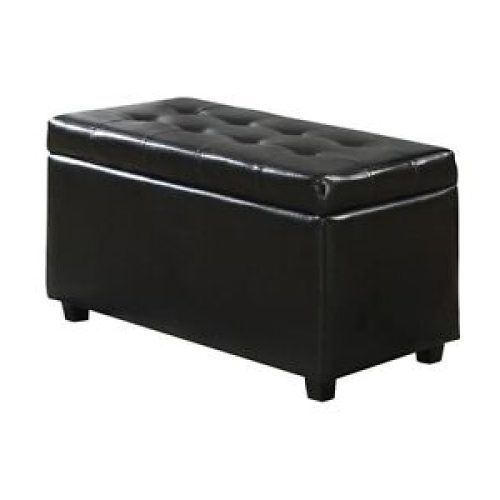 Black Faux Leather Ottomans With Pull Tab (Photo 9 of 20)
