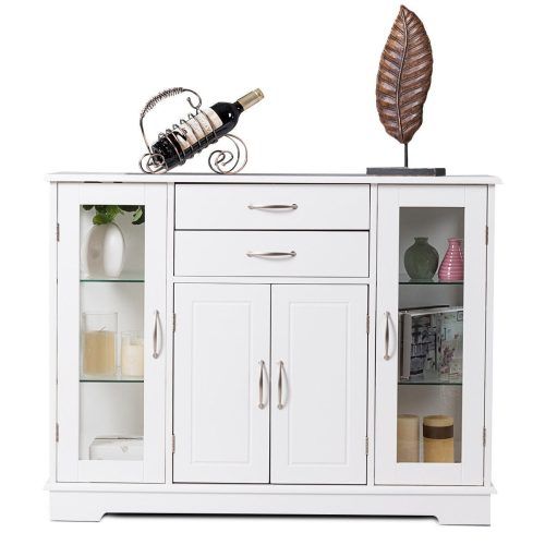 Contemporary Style Wooden Buffets With Two Side Door Storage Cabinets (Photo 4 of 20)