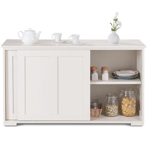Contemporary Style Wooden Buffets With Two Side Door Storage Cabinets (Photo 10 of 20)