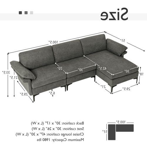 3 Seat L-Shape Sofa Couches With 2 Usb Ports (Photo 10 of 20)