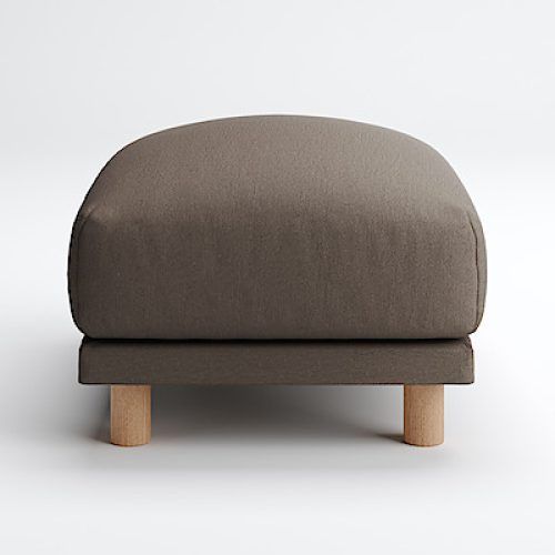 Brown Leather Tan Canvas Pouf Ottomans (Photo 19 of 20)