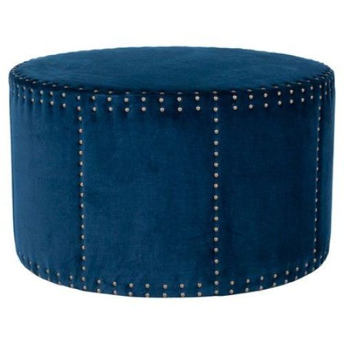 Dark Blue And Navy Cotton Pouf Ottomans (Photo 16 of 20)