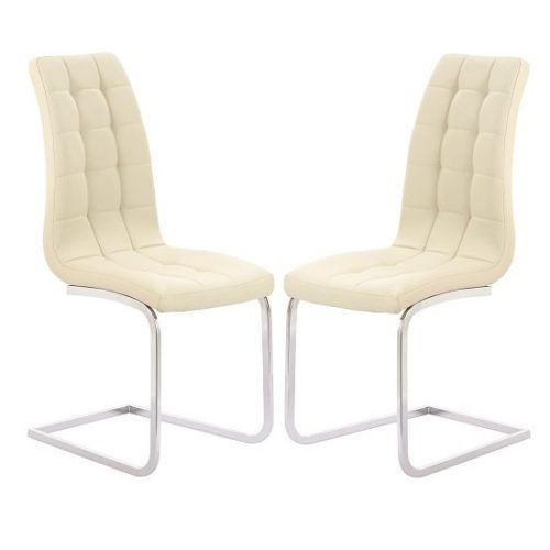 Cream Faux Leather Dining Chairs (Photo 3 of 20)