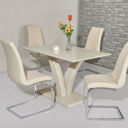 Cream Gloss Dining Tables And Chairs (Photo 4 of 20)