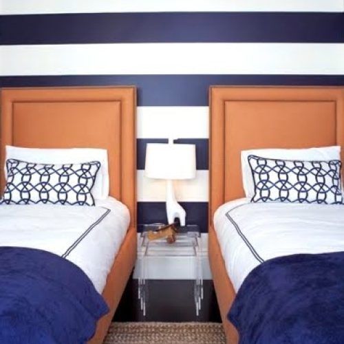 Navy Blue And White Striped Ottomans (Photo 20 of 20)