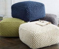 20 Inspirations White and Light Gray Cylinder Pouf Ottomans