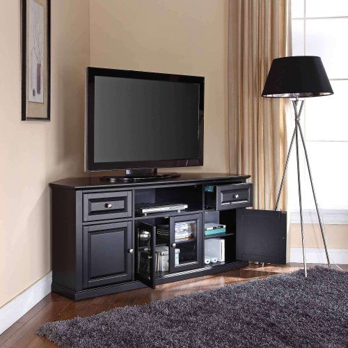 Black Corner Tv Cabinets With Glass Doors (Photo 15 of 20)