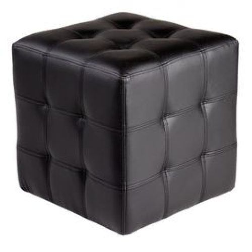 Black Faux Leather Cube Ottomans (Photo 11 of 17)