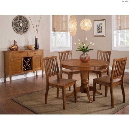Candice Ii 5 Piece Round Dining Sets With Slat Back Side Chairs (Photo 2 of 16)