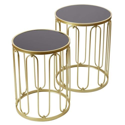 Adeco Accent Postmodernism Drum Shape Black Metal Coffee Tables (Photo 6 of 20)