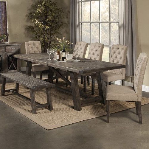 Jaxon Grey 6 Piece Rectangle Extension Dining Sets With Bench & Uph Chairs (Photo 6 of 20)