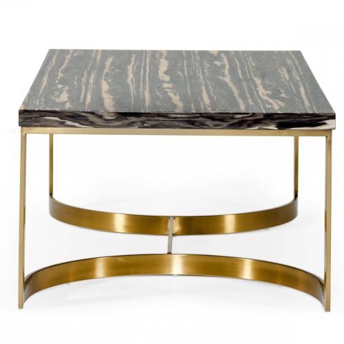 Square Black And Brushed Gold Coffee Tables (Photo 7 of 20)
