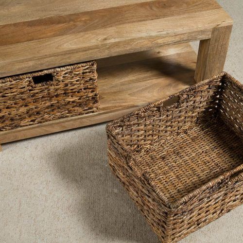 Rustic Coffee Tables With Wicker Storage Baskets (Photo 15 of 20)