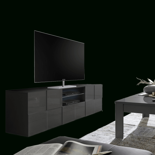 Ktaxon Modern High Gloss Tv Stands With Led Drawer And Shelves (Photo 4 of 20)