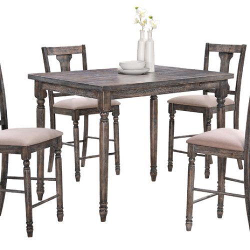 Jaxon 5 Piece Extension Counter Sets With Fabric Stools (Photo 14 of 20)