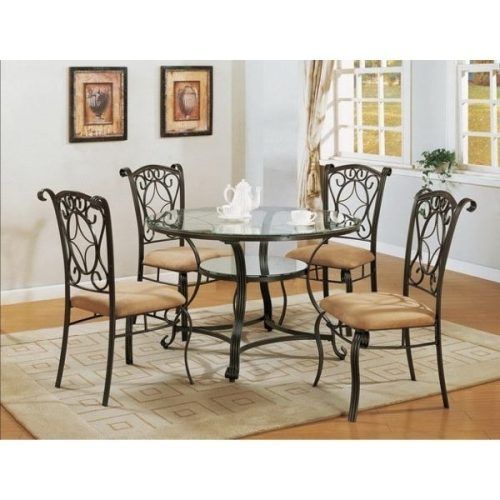 Caden 5 Piece Round Dining Sets With Upholstered Side Chairs (Photo 6 of 20)