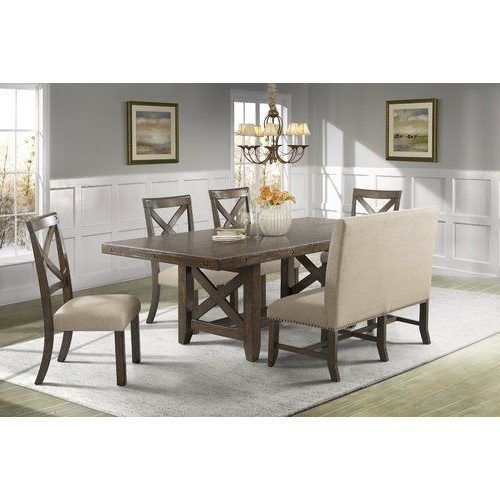 Jaxon Grey 7 Piece Rectangle Extension Dining Sets With Uph Chairs (Photo 20 of 20)