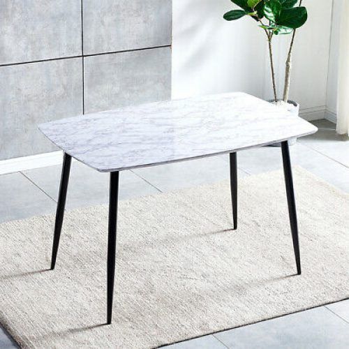Faux White Marble And Metal Console Tables (Photo 7 of 20)