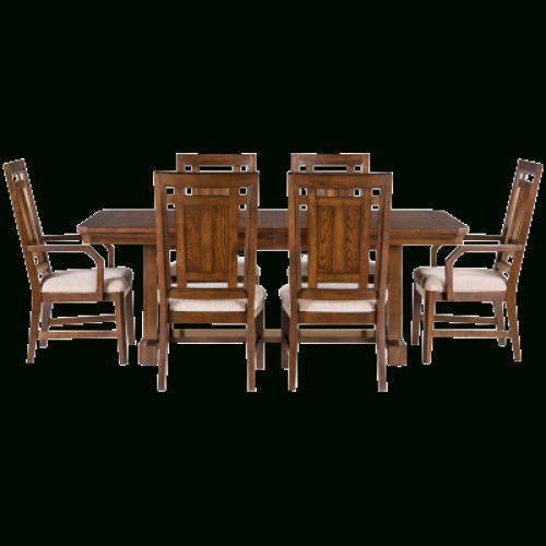 Craftsman 7 Piece Rectangular Extension Dining Sets With Arm & Uph Side Chairs (Photo 20 of 20)