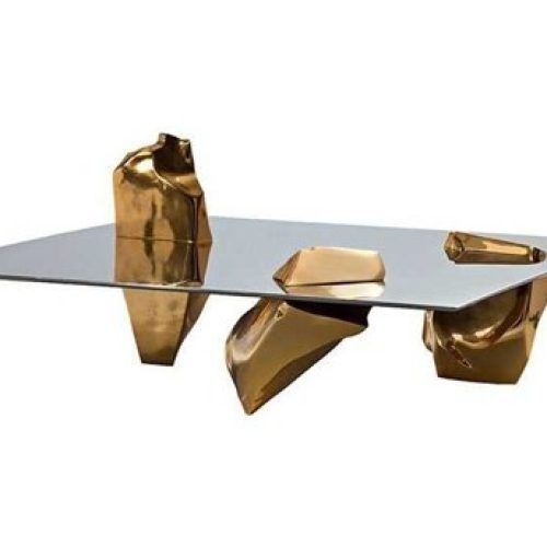 Square Black And Brushed Gold Console Tables (Photo 8 of 20)
