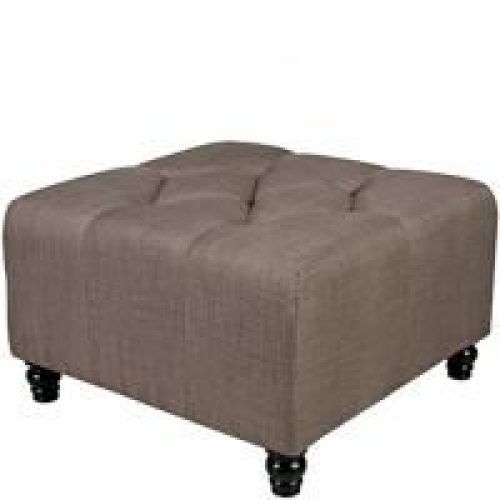 Brown And Gray Button Tufted Ottomans (Photo 6 of 20)