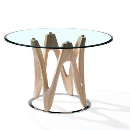 Round Glass And Oak Dining Tables (Photo 2 of 20)