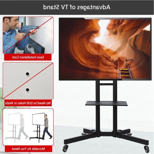 Easyfashion Adjustable Rolling Tv Stands For Flat Panel Tvs (Photo 17 of 20)