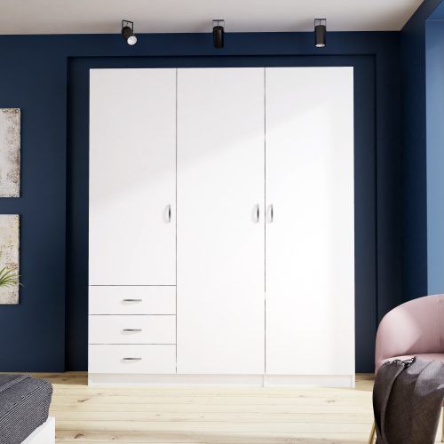 White 3 Door Wardrobes With Drawers (Photo 19 of 20)
