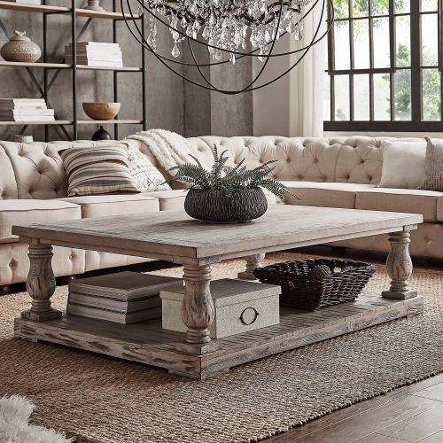 Edmaire Rustic Pine Baluster Coffee Tables (Photo 8 of 20)