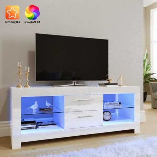 Milano White Tv Stands With Led Lights (Photo 15 of 20)