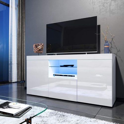 Hannu Tv Media Unit White Stands (Photo 17 of 20)