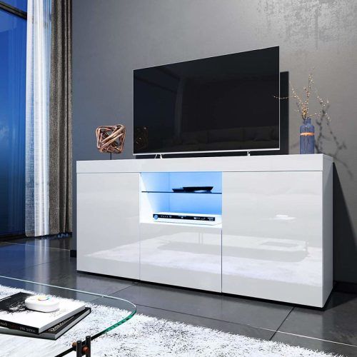 Milano White Tv Stands With Led Lights (Photo 3 of 20)