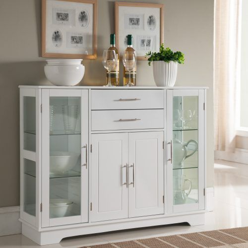 Contemporary Wooden Buffets With One Side Door Storage Cabinets And Two Drawers (Photo 10 of 20)