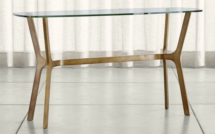 Top 20 of Elke Glass Console Tables with Brass Base