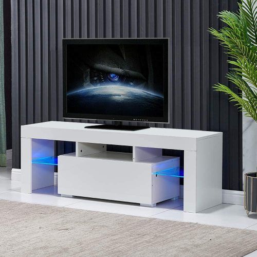 Milano White Tv Stands With Led Lights (Photo 4 of 20)
